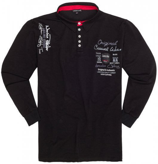Lavecchia 2025 Printed Sweatshirt with collar Black - Sweatshirts & hoodies - Sweatshirts/Hoodies grande taille homme
