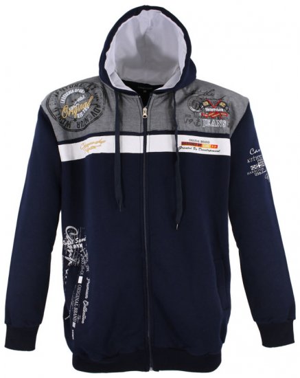 Lavecchia 2022 Printed Zipper Hoodie Navy - Sweatshirts & hoodies - Sweatshirts/Hoodies grande taille homme