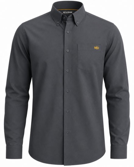 Motley Denim Lisbon Long Sleeve Shirt Charcoal - Chemises - Chemises Grandes Tailles Hommes