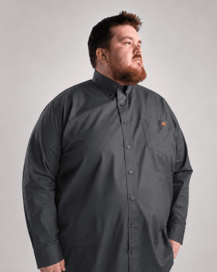 Motley Denim Lisbon Long Sleeve Shirt Charcoal - Chemises - Chemises Grandes Tailles Hommes