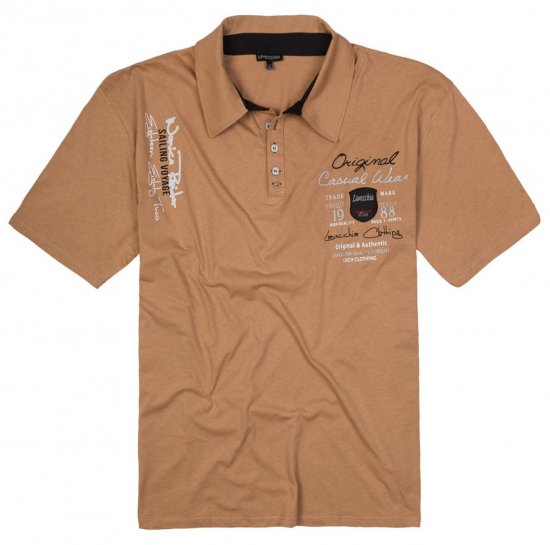 Lavecchia 610 T-shirt à col Beige camel - Polos - Polos homme grande taille