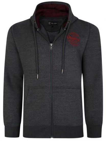 Kam Jeans 7060 Zip Thru Originals Denim Hoodie Charcoal - Sweatshirts & hoodies - Sweatshirts/Hoodies grande taille homme