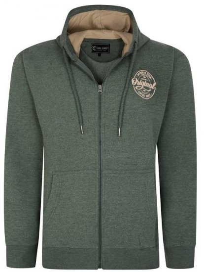 Kam Jeans 7060 Zip Thru Originals Denim Hoodie Khaki - Sweatshirts & hoodies - Sweatshirts/Hoodies grande taille homme