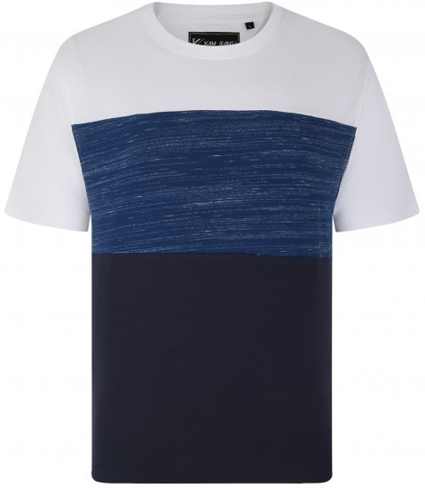 Kam Jeans 5739 Contrast Panel Cut & Saw T-Shirt Navy - T-shirts - T-shirts Homme Grande Taille