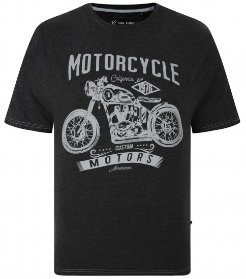 Kam Jeans 5730 Motor Cycle Print T-Shirt Charcoal - T-shirts - T-shirts Homme Grande Taille