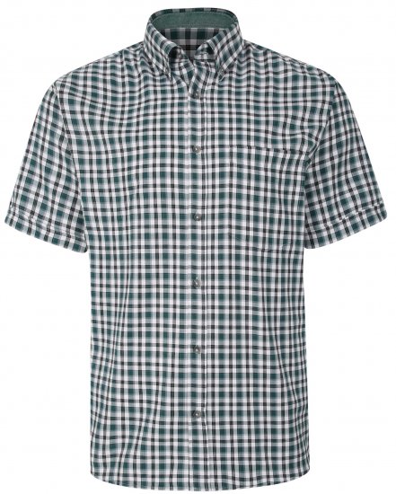 Kam Jeans 6285 Casual SS Check Shirt Evergreen - Chemises - Chemises Grandes Tailles Hommes
