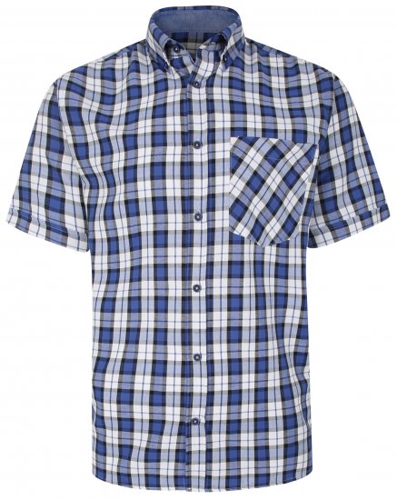 Kam Jeans 6286 Casual SS Check Shirt Blue - Chemises - Chemises Grandes Tailles Hommes