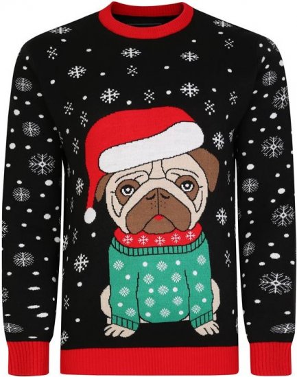 Kam Jeans X024 Bulldog Santa Xmas Sweatshirt Black - Sweatshirts & hoodies - Sweatshirts/Hoodies grande taille homme