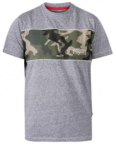 D555 Major Camo Print Crew Neck T-Shirt Grey - T-shirts - T-shirts Homme Grande Taille