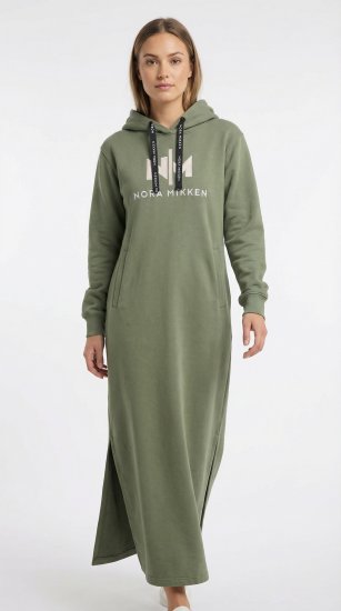 Nora Mikken MARI Maxi Hoodie Dress Green - Sweatshirts & hoodies - 