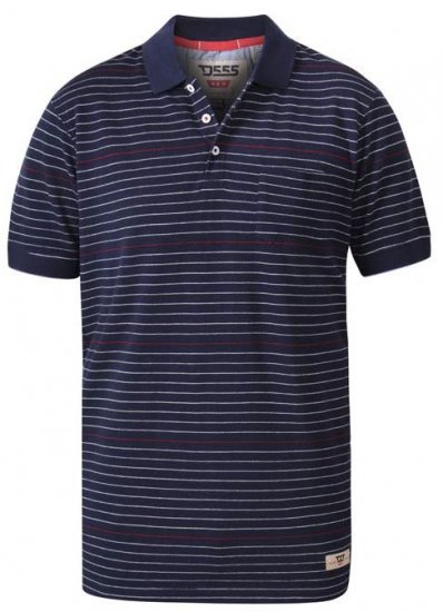 D555 Metro Stripe Jersey Polo Navy Stripe - Polos - Polos homme grande taille
