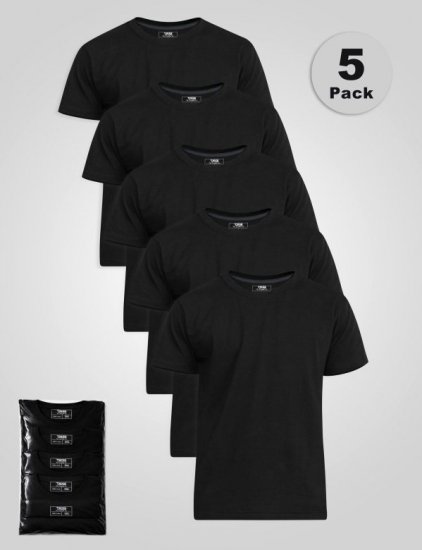 D555 Smartly T-shirt col rond Noir lot de 5 - T-shirts - T-shirts Homme Grande Taille