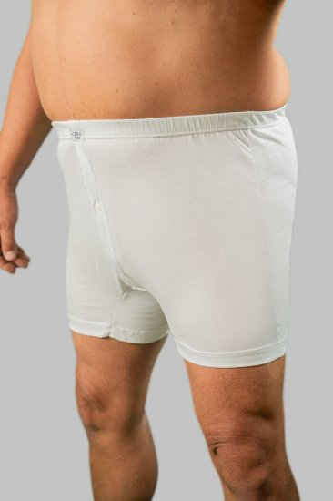 20 Nodi Combed Cotton Jersey Boxer with Front Button Fly White - Sous-vêtements & bain - Sous-vêtements Grande Taille