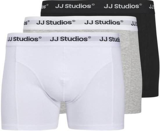 Jack & Jones Soho Solid Trunks 3-pack White/Grey/Black - Sous-vêtements & bain - Sous-vêtements Grande Taille