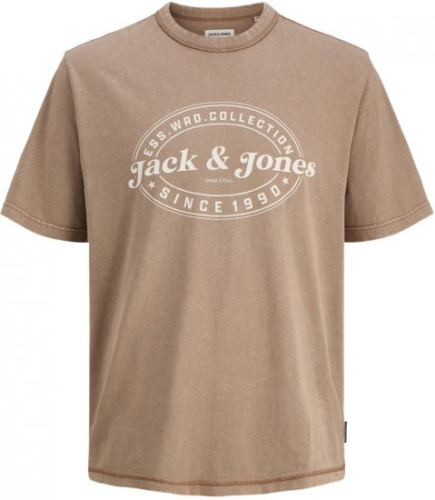 Jack & Jones Dover T-shirt Short Sleeve Brown - T-shirts - T-shirts Homme Grande Taille
