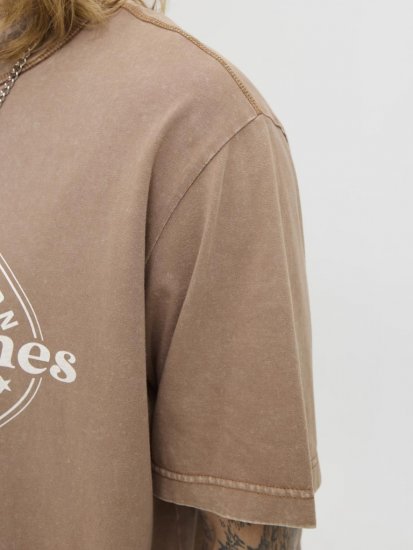 Jack & Jones Dover T-shirt Short Sleeve Brown - T-shirts - T-shirts Homme Grande Taille