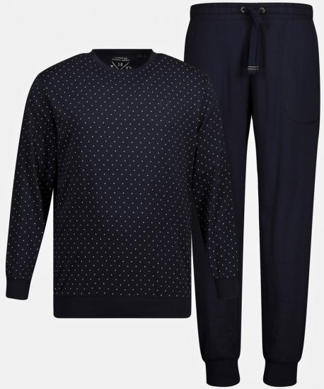 JP1880 Pyjamas Two-piece Long Sleeve and Long Trousers Navy - Sous-vêtements & bain - Sous-vêtements Grande Taille