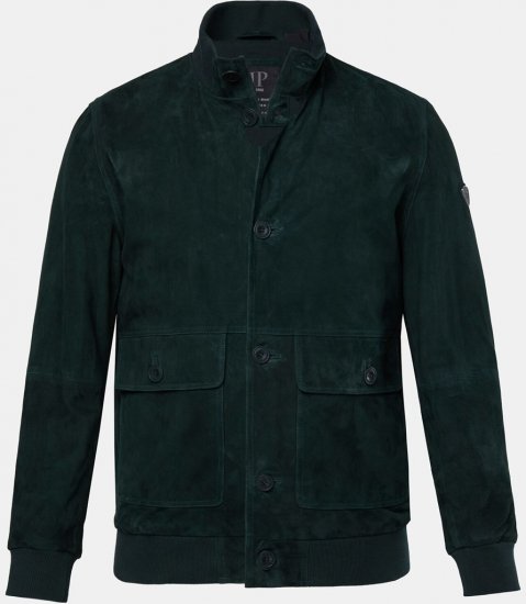 JP1880 Leather Jacket Suede with Stand-up Collar Dark Green - Vestes - Vestes Homme Grandes Tailles