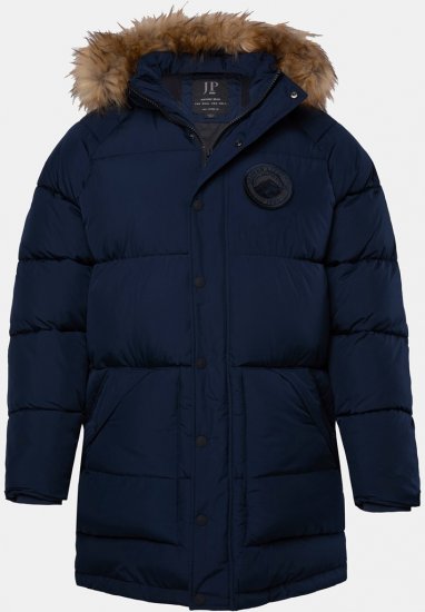 JP1880 Quilted Parka Lightweight and Warm with Faux Fur Hood Navy - Vestes - Vestes Homme Grandes Tailles