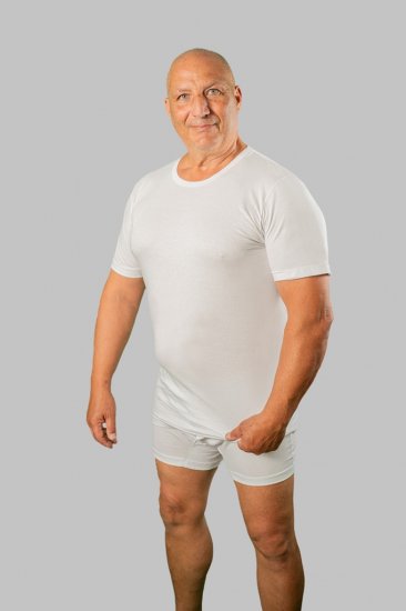 20 Nodi Short Sleeve Crew Neck in Combed Cotton Jersey White - Sous-vêtements & Bain - Sous-vêtements Grande Taille