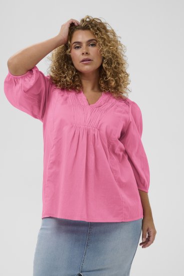 Kaffe Curve Karlia 3/4 Sleeve Blouse Pink - Blouses et tuniques - 