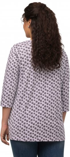 Ulla Popken Polka Dot 3/4 Sleeve Square Neck A-Line Tee Light Blue-Grey - T-shirts imprimés pour femme - 