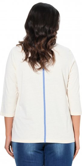 Ulla Popken Photo Graphic 3/4 Sleeve Tee Pearl White - T-shirts imprimés pour femme - 