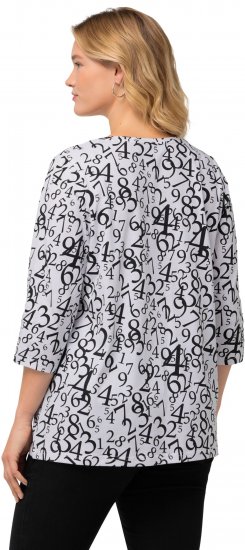 Ulla Popken Number Print 3/4 Sleeve Tee Snow White - T-shirts imprimés pour femme - 