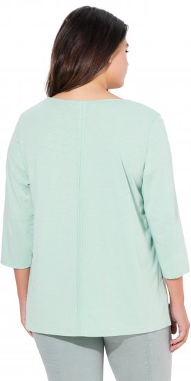 Ulla Popken Metallic Lettering 3/4 Sleeve Tee Mint Green - T-shirts imprimés pour femme - 
