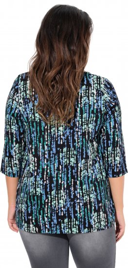 Ulla Popken Graphic Print Square Neck Tee Black - T-shirts imprimés pour femme - 