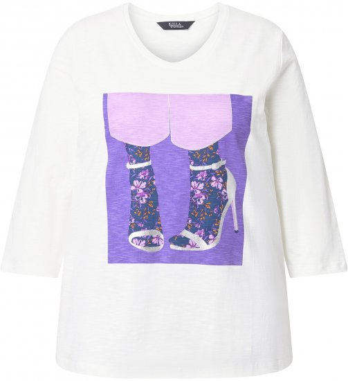 Ulla Popken Fashion Graphic T-Shirt Off-White - T-shirts imprimés pour femme - 