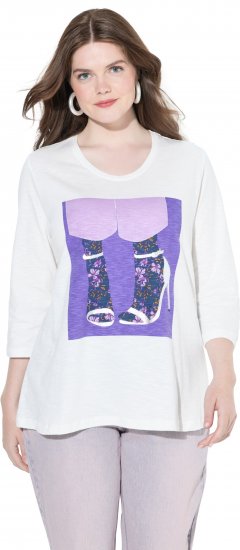 Ulla Popken Fashion Graphic T-Shirt Off-White - T-shirts imprimés pour femme - 