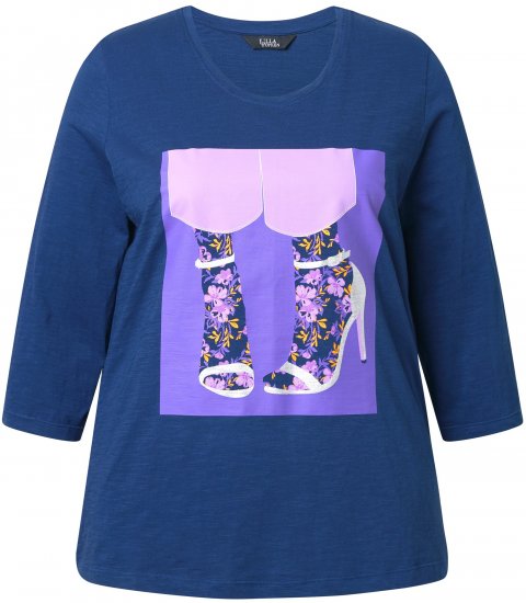 Ulla Popken Fashion Graphic T-Shirt Dark Blue - T-shirts imprimés pour femme - 