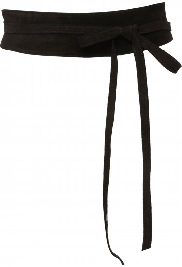 Ulla Popken Leather Tie Belt Black - Ceintures femme - 