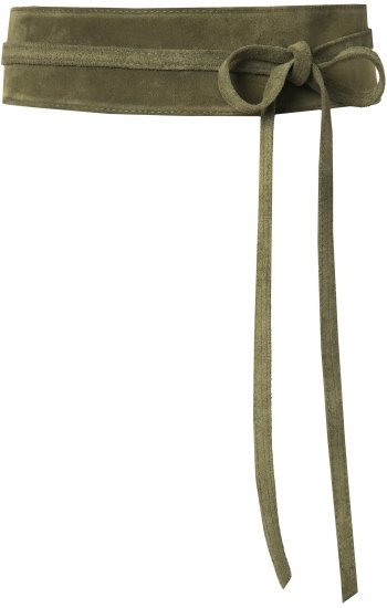 Ulla Popken Leather Tie Belt Olive Gray - Ceintures femme - 