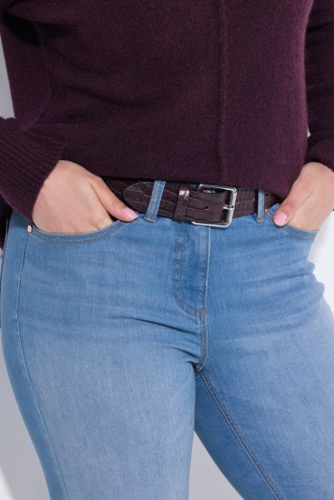 Ulla Popken Snake Embossed Belt Burgundy - Ceintures femme - 