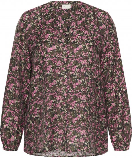 Kaffe Curve Belle Blouse Pink Black Graphic Flower - Chemisiers - 