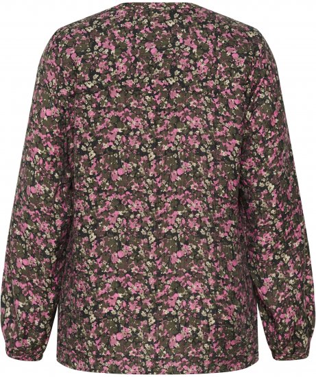 Kaffe Curve Belle Blouse Pink Black Graphic Flower - Chemisiers - 