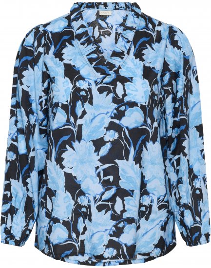 Kaffe Curve Sasja Blouse à manches longues Blue Snake Flower - Blouses et tuniques - 