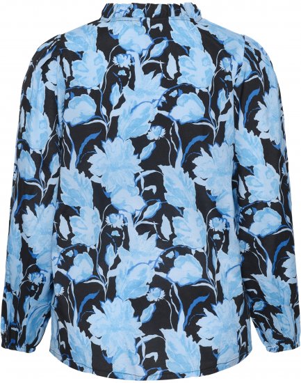 Kaffe Curve Sasja Blouse à manches longues Blue Snake Flower - Blouses et tuniques - 