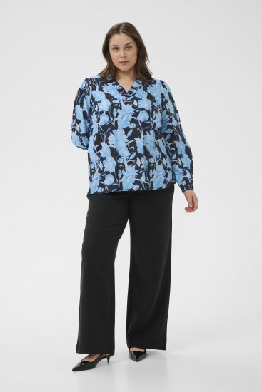 Kaffe Curve Sasja Blouse à manches longues Blue Snake Flower - Blouses et tuniques - 
