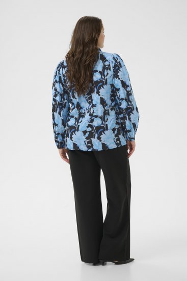 Kaffe Curve Sasja Blouse à manches longues Blue Snake Flower - Blouses et tuniques - 