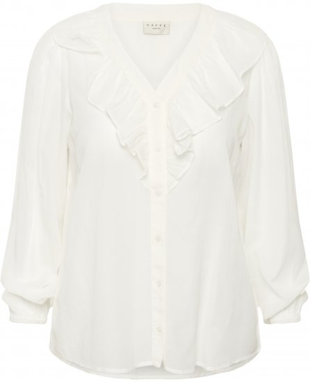 Kaffe Curve Lana Frill Blouse White - Chemisiers - 
