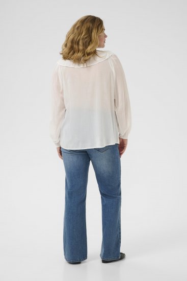 Kaffe Curve Lana Frill Blouse White - Chemisiers - 