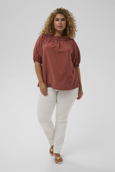 Kaffe Curve Neela Off-Shoulder Blouse Henna Brown - Blouses et tuniques - 