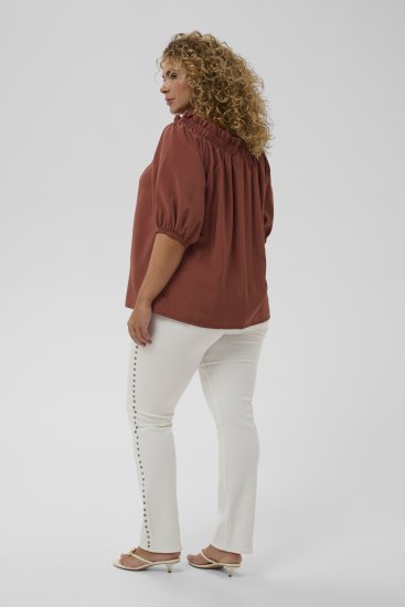 Kaffe Curve Neela Off-Shoulder Blouse Henna Brown - Blouses et tuniques - 