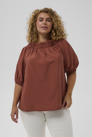 Kaffe Curve Neela Off-Shoulder Blouse Henna Brown - Blouses et tuniques - 