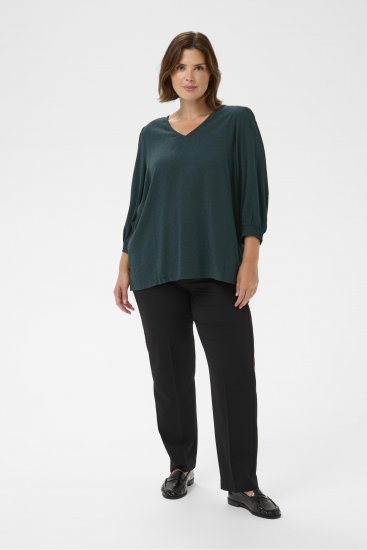 Kaffe Curve Pippi Blouse 3/4 Sleeve Magical Forest Green - Blouses et tuniques - 