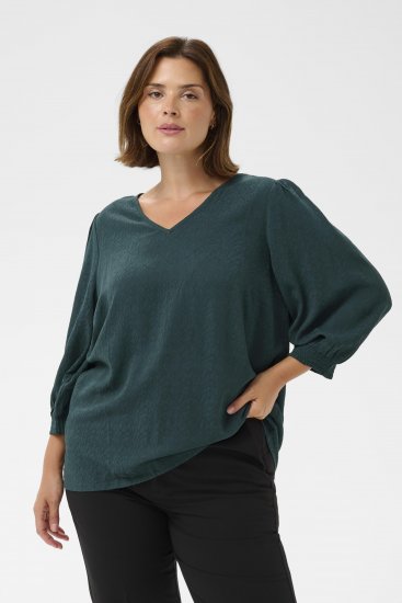 Kaffe Curve Pippi Blouse 3/4 Sleeve Magical Forest Green - Blouses et tuniques - 