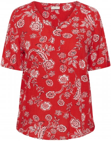 Kaffe Curve Ami Short Sleeve Blouse Printed Poppy Red - Blouses et tuniques - 